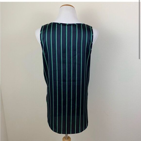 Banana republic silk navy with green pinstripe tank top Size small - Picture 3 of 8